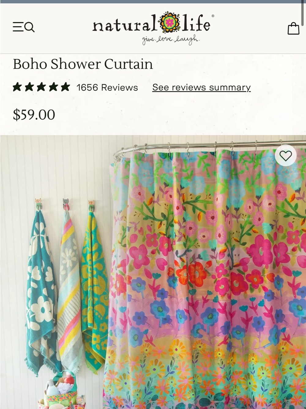 natural life Boho Floral Shower Curtain - Multicolor